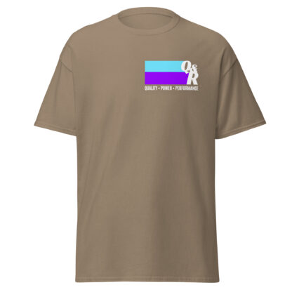 Q&R white logo T-shirt, savannah brown