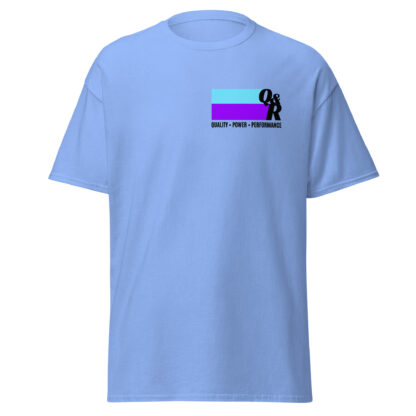 Q&R black logo T-shirt, carolina blue